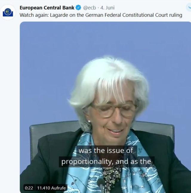 Christine Lagarde in einem EZB-Tweet.