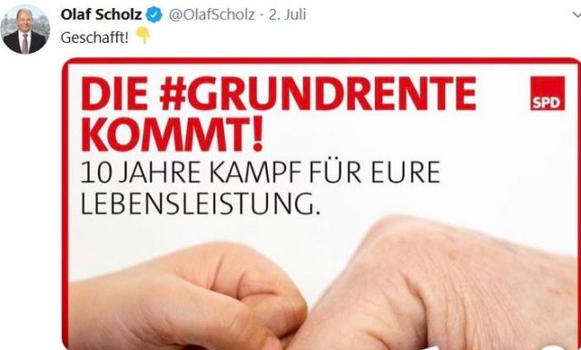Tweet von Olaf Scholz zur Grundrente.